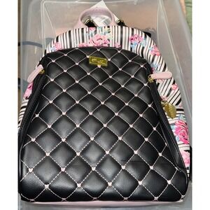 Luv Betsey‎ Black Quilted Floral Backpack Purse Bag